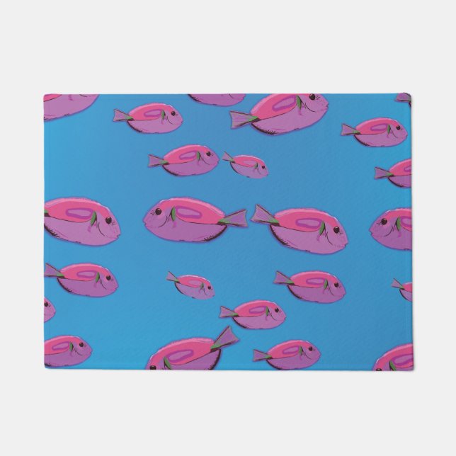 Pink Fish Ocean Swim Door Mat Fußmatte (Vorderseite)