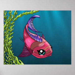 Pink Fish Poster
