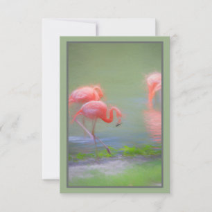 Pink Flamingo Artistic Blank Notecard Karte