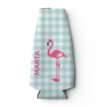 Pink Flamingo auf Gingham Flasche Cooler