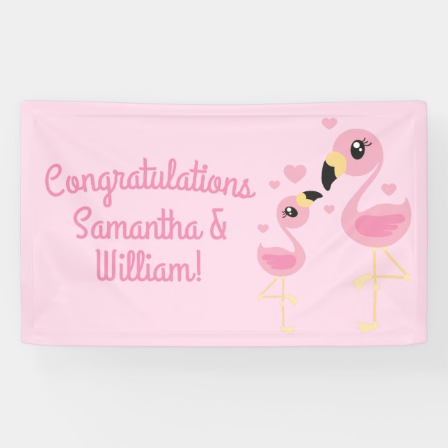 Pink Flamingo Baby Dusche Banner (Horizontal)
