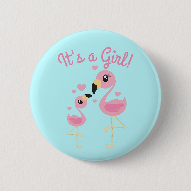 Pink Flamingo Baby Dusche Button (Vorderseite)