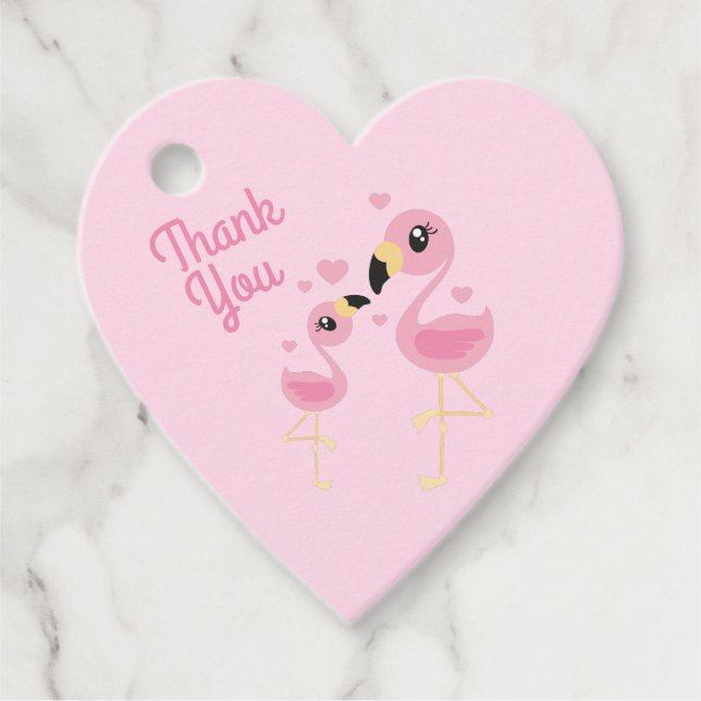 Pink Flamingo Baby Dusche Geschenkanhänger (Vorderseite)