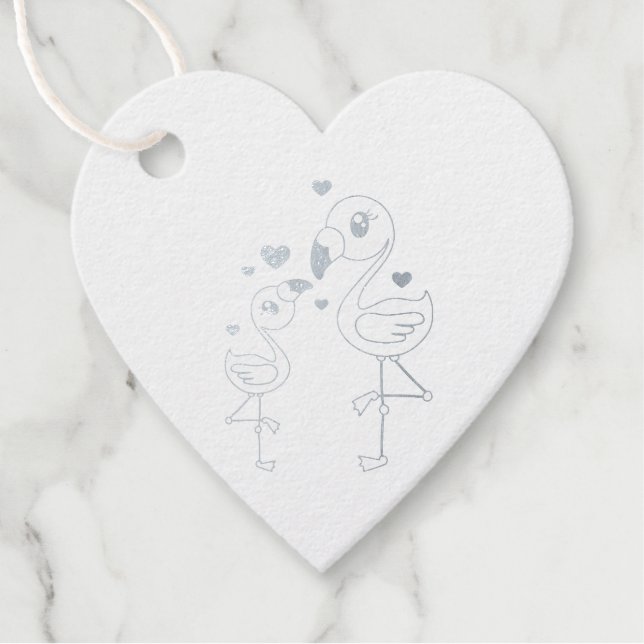 Pink Flamingo Baby Dusche Geschenkanhänger (Vorderseite)