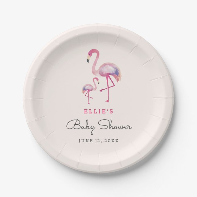 Pink Flamingo Baby Dusche Teller (Vorderseite)