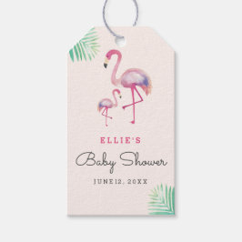 Pink Flamingo Baby Shower Tags Geschenkanhänger