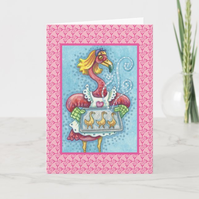 PINK FLAMINGO BAKCOOKIES, GREETING CARD Blank Karte (Vorderseite)