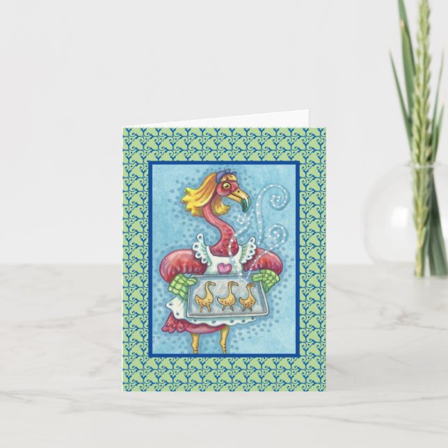 PINK FLAMINGO BAKCOOKIES, NOTE CARD Blank Karte (Vorderseite)