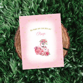 Pink Flamingo Ballerina Baby Dusche UAWG Begleitkarte