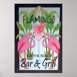 Pink Flamingo Bar & Grill Beach Poster