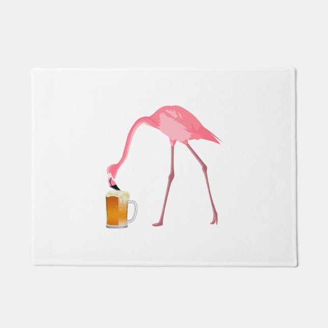 Pink Flamingo Beer Lover Fußmatte (Vorderseite)