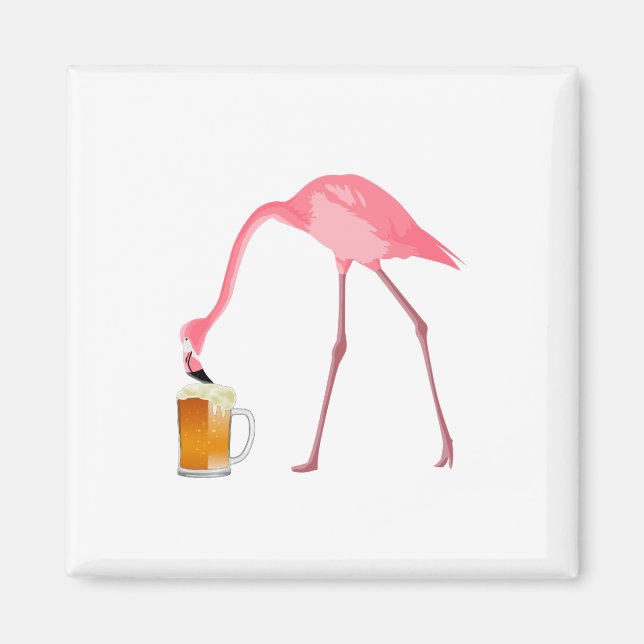 Pink Flamingo Beer Lover Magnet (Vorne)