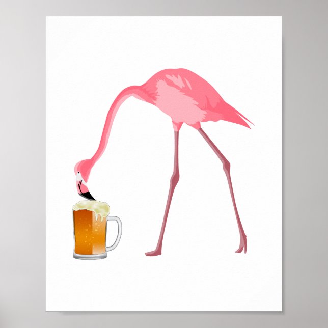 Pink Flamingo Beer Lover Poster (Vorne)