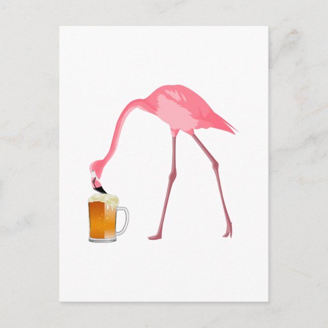 Pink Flamingo Beer Lover Postkarte (Vorderseite)