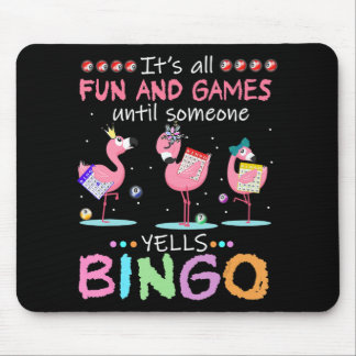 Pink Flamingo Bingo Funny Gift Art Mousepad