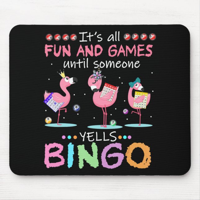 Pink Flamingo Bingo Funny Gift Art Mousepad (Vorne)