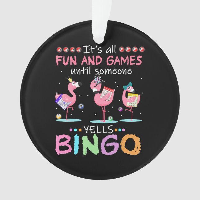 Pink Flamingo Bingo Funny Gift Art Ornament (Vorderseite)