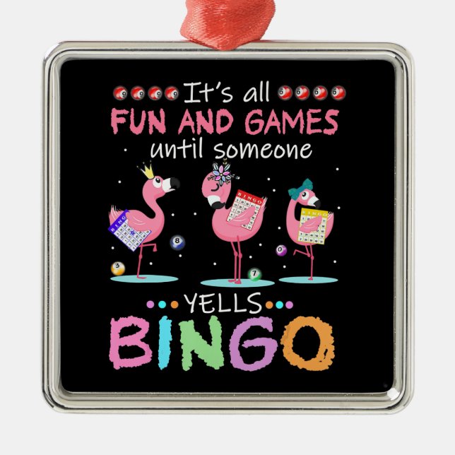 Pink Flamingo Bingo Funny Gift Art Ornament Aus Metall (Vorne)