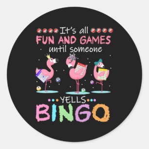 Pink Flamingo Bingo Funny Gift Art Runder Aufkleber
