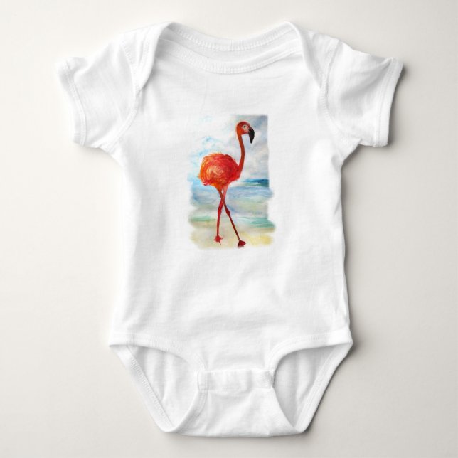 Pink Flamingo Bird Baby Jersey Bodysuit Baby Strampler (Vorderseite)