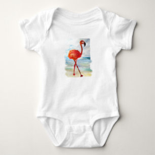 Pink Flamingo Bird Baby Jersey Bodysuit Strampler