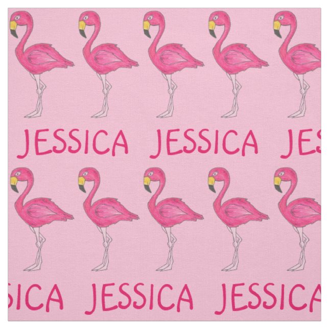 Pink Flamingo Bird Flamingos Personalisierter Name Stoff (Muster)