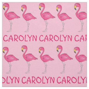 Pink Flamingo Bird Flamingos Personalisierter Name Stoff