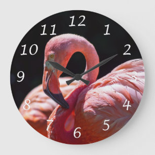 Pink Flamingo Bird Wall Clock Große Wanduhr