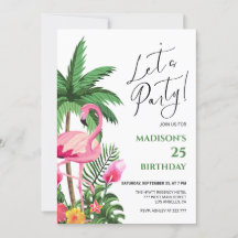 Pink Flamingo Birthday Einladung
