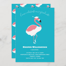 Pink Flamingo Blue Animal Abschluss Einladung