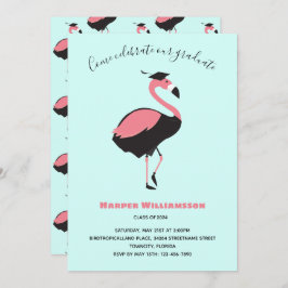 Pink Flamingo Blue Animal Abschluss Einladung