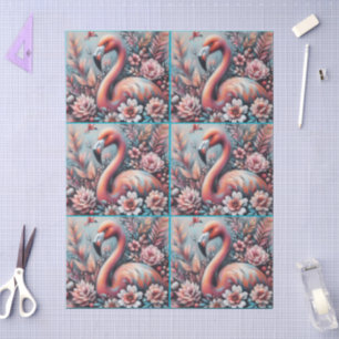 Pink Flamingo & Blume Chalk Pastell Decoupage Seidenpapier