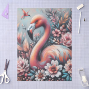 Pink Flamingo & Blume Chalk Pastell Decoupage Seidenpapier