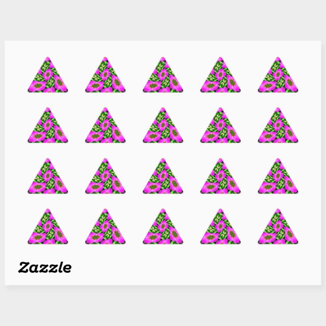 Pink Flamingo Blume Muster Dreieckiger Aufkleber (Blatt)