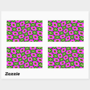 Pink Flamingo Blume Muster Rechteckiger Aufkleber