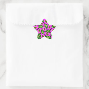 Pink Flamingo Blume Muster Stern-Aufkleber