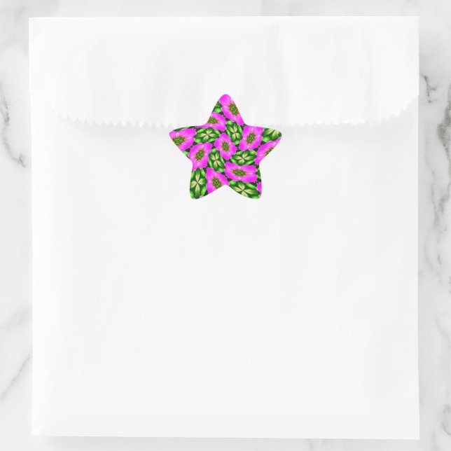 Pink Flamingo Blume Muster Stern-Aufkleber (Tasche)