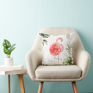 Pink Flamingo-Blume, Palmwedel Kissen