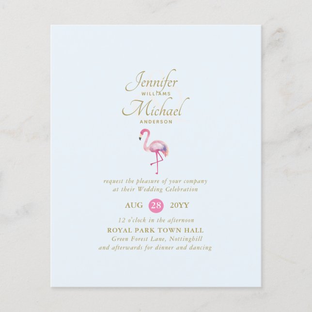 Pink Flamingo Brautparty per Post oder Hochzeit (Vorderseite)