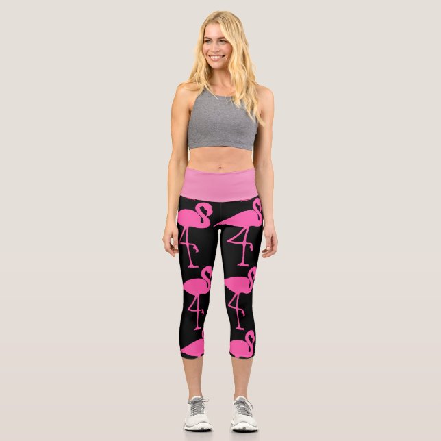 PINK FLAMINGO CAPRI YOGA LEGGINGS PANS (Vorderseite)