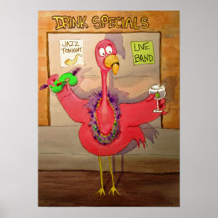 Pink Flamingo Celebrate Party Whimsical Bird Poster