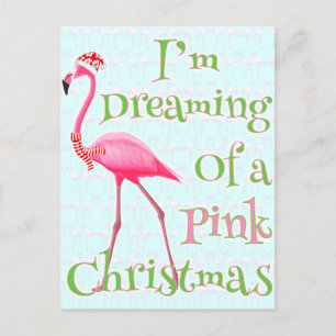 Pink Flamingo Christmas Postkarte