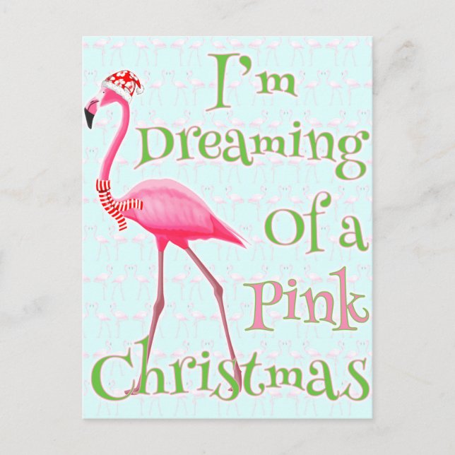 Pink Flamingo Christmas Postkarte (Vorderseite)