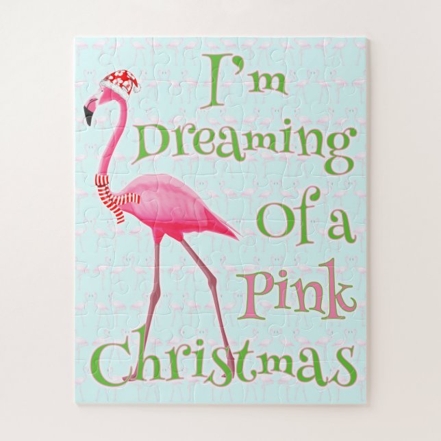 Pink Flamingo Christmas Puzzle (Vertikal)