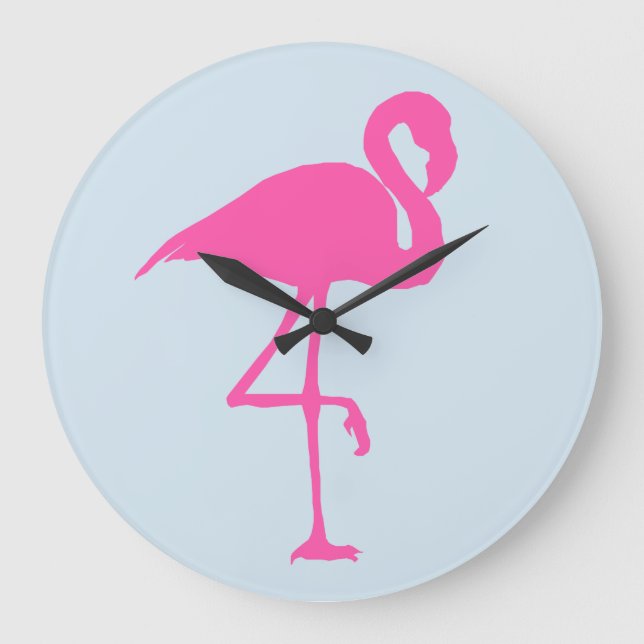 PINK FLAMINGO CLOCK GROßE WANDUHR (Vorderseite)