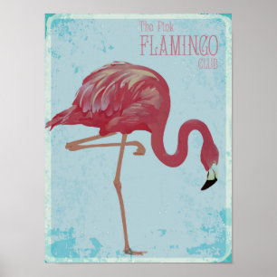 Pink Flamingo Club Vintages Zeichenposter Poster