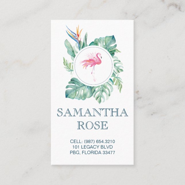 Pink Flamingo Coastal Mommy Card Visitenkarte (Vorderseite)