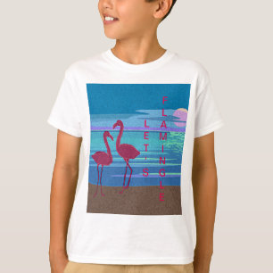 Pink Flamingo Couple am T - Shirt des Sunset Kid