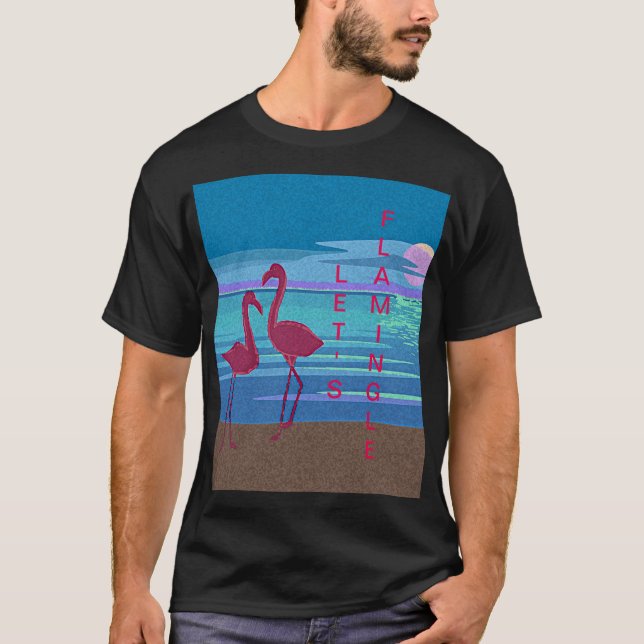 Pink Flamingo Couple: Sunset T - Shirt (Vorderseite)