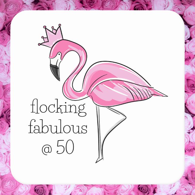 Pink Flamingo Crown Flocking Fabelhaft bei 50 Rechteckiger Pappuntersetzer (Von Creator hochgeladen)